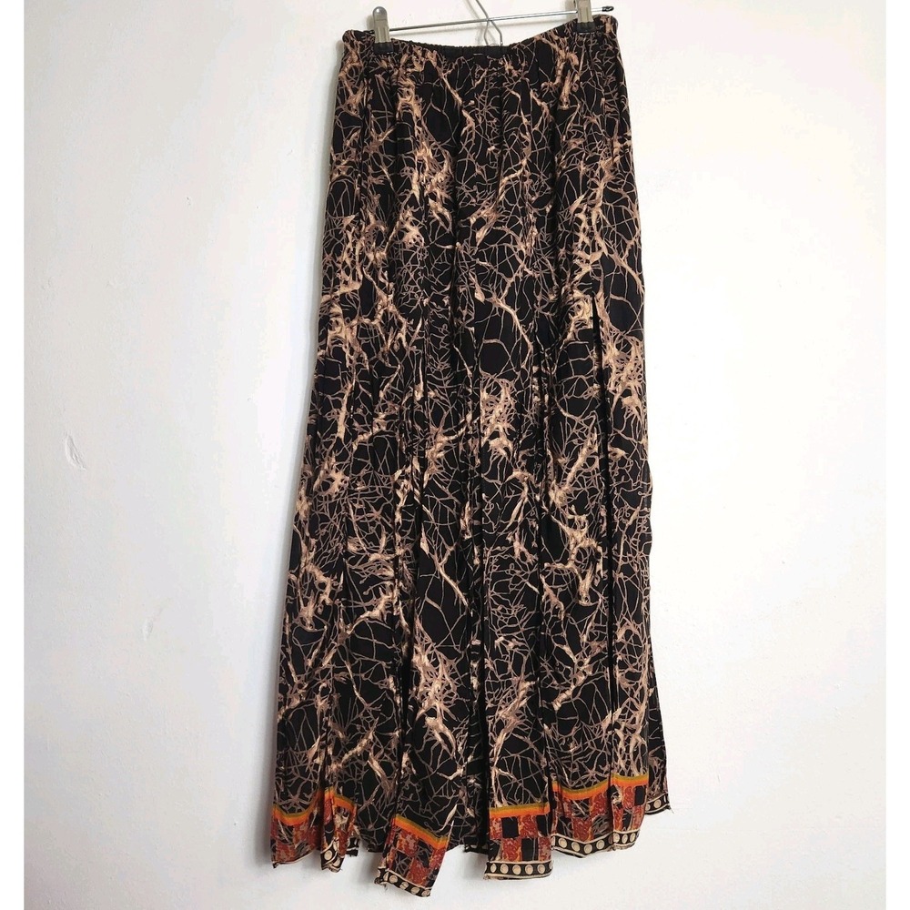 Vintage Whimsigoth Rayon Maxi Skirt Boho Witchy Fairy Grunge Elastic Sz 10 Large